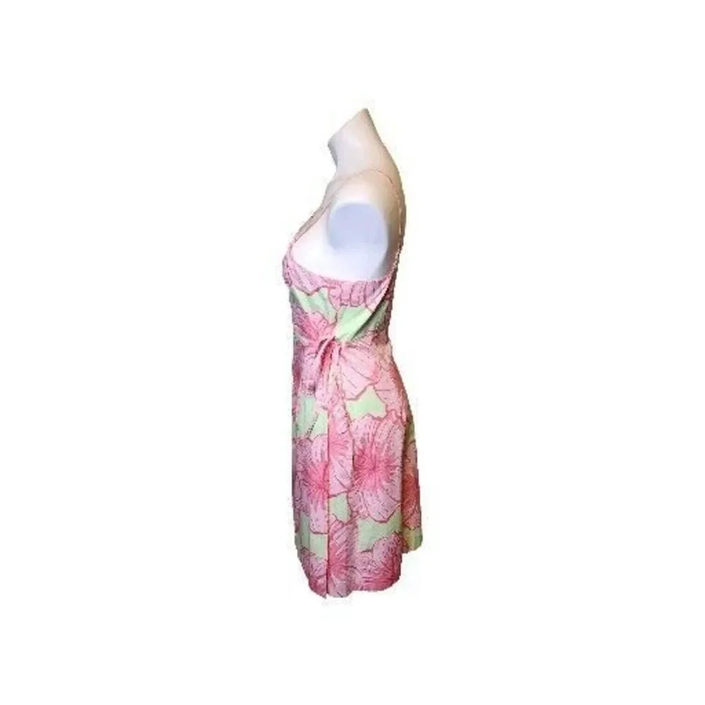 VTG Lilly Pulitzer White Label Women Sz 10 Green Pink Tropical Strappy Dress Y2K - Picture 3 of 15